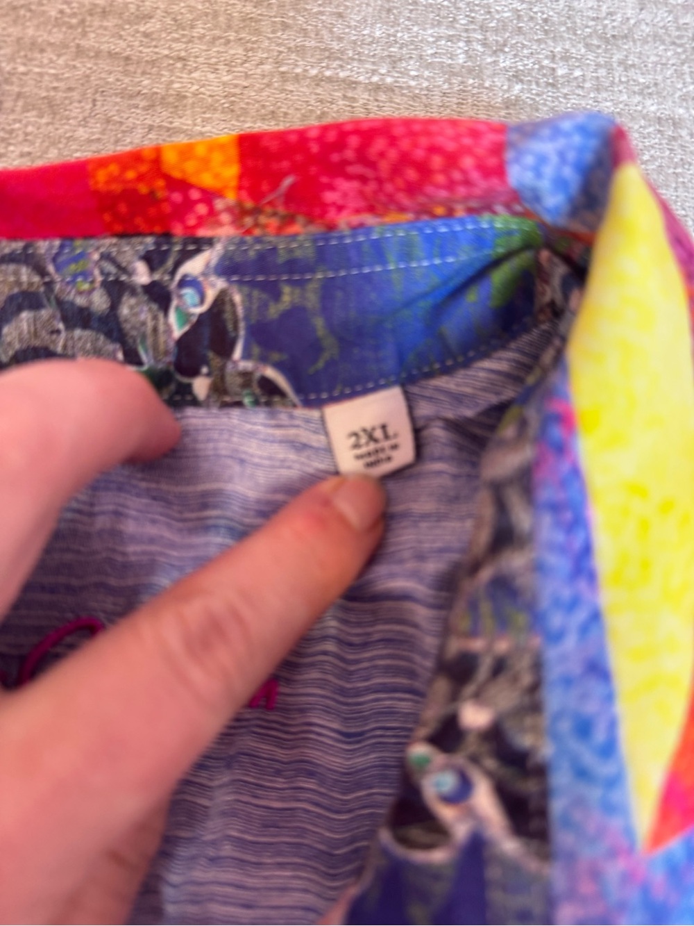 Robert Graham Multicolor Geometric Patchwork Button-Up Shirt 2Xl - Picture 4 of 11
